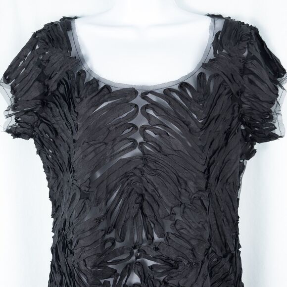 Mesh Ribbon Trim Sheer Mini Dress Medium Large Gothic Whimsigoth Fairy Grunge - Picture 11 of 16